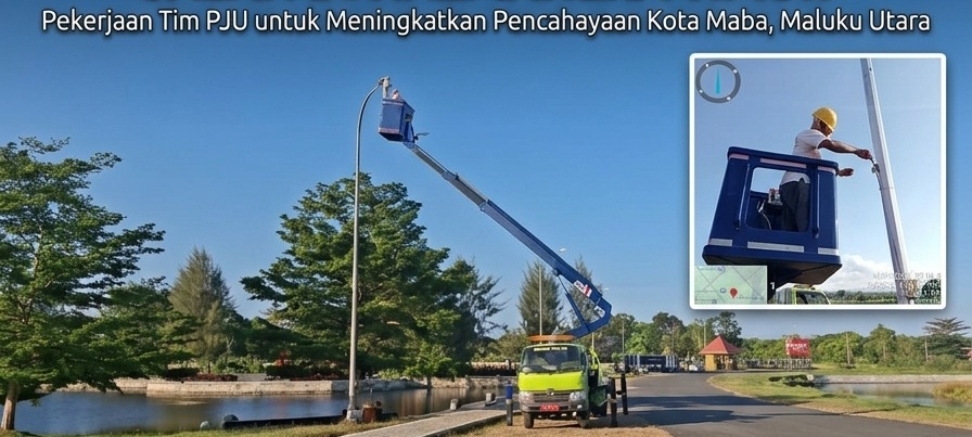 Respons Cepat Dishub Halmahera Timur, Perbaikan PJU di Kota Maba Terus Berjalan Secara Bertahap